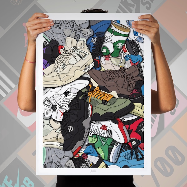 Affiche Nike air Jordan 4 "Graal Collage" (50x70cm)