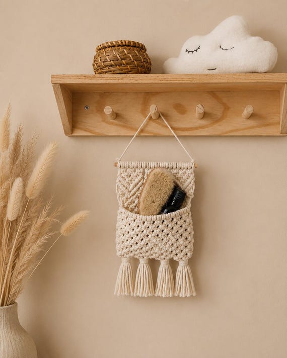 Wandorganizer Boho | Handgeknüpfte Wandtasche | Wandaufbewahrung | Makramee Organizer | Boho Deko | Badezimmer | Camper | Kinderzimmer