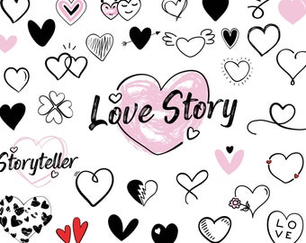 Heart Doodle SVG Bundle: Hand-Drawn Valentine Clipart (Digital Download)