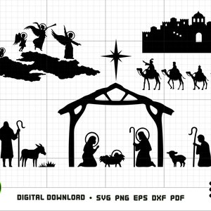 Nativity Scene SVG, Christmas SVG,Christmas Decoration,Clip art,Vector,Cut File,Cricut,Commercial use Png/Pdf/Dxf/Eps