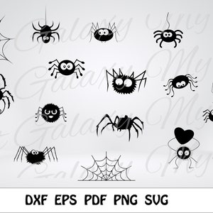 Spinnen Bundle - SVG, PNG, JPG, Digital Cut File, kommerzielle Nutzung, Sofort-Download, Spinnen Clipart, Cricut, Halloween