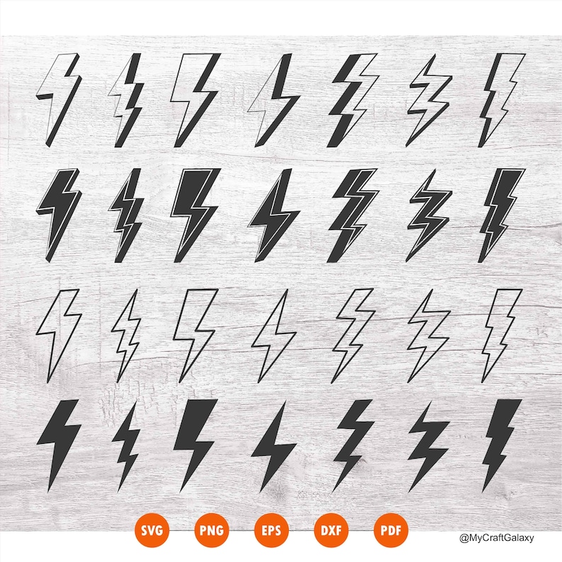 Lightening Bolt Svg Bundle, Thunder Silhouette, Flash 3D Clipart ...
