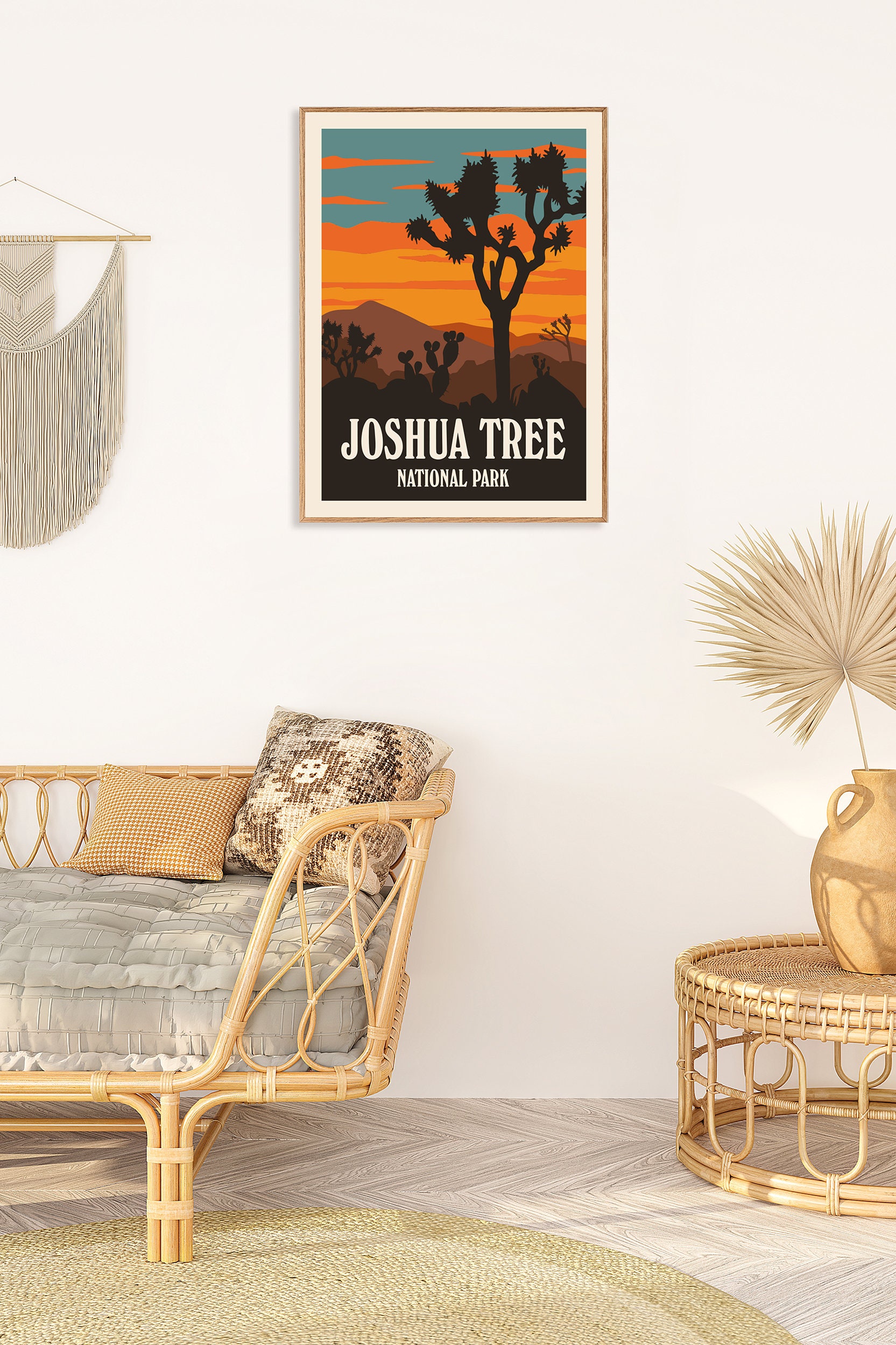 Vintage Joshua Tree National Park Poster – Desert Landscape Art Print ...