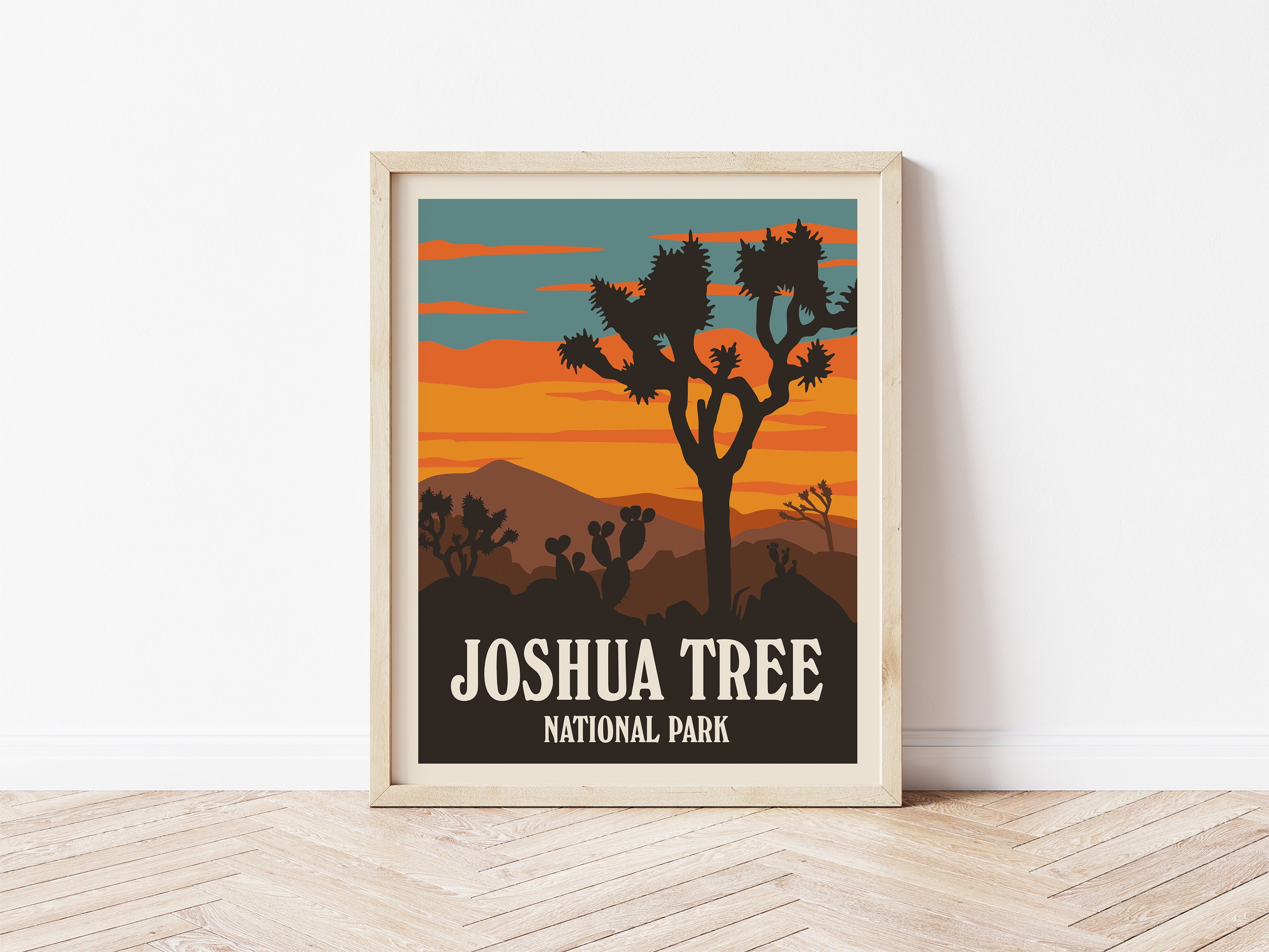 Vintage Joshua Tree National Park Poster – Desert Landscape Art Print ...