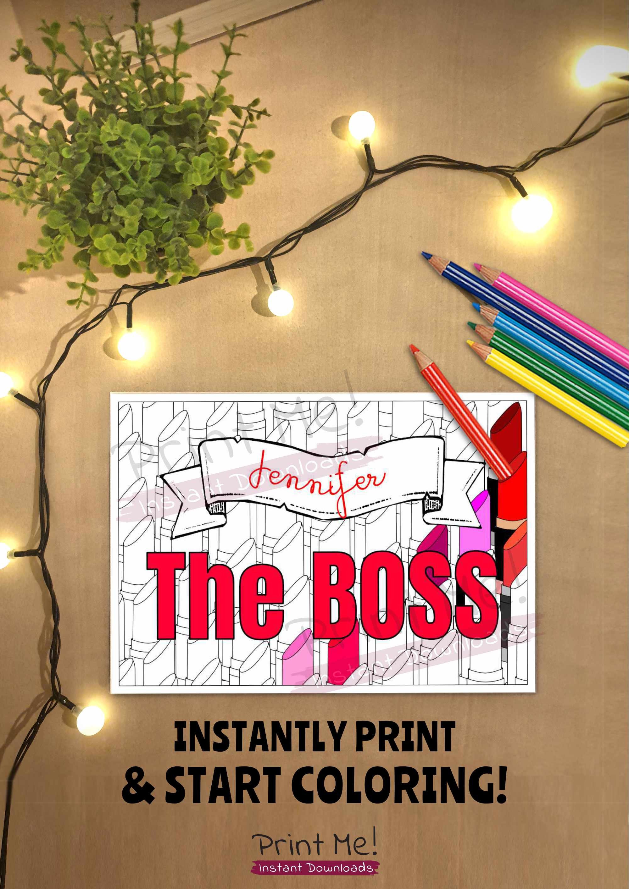 Personalised Boss Adults Coloring Page.empowering Coloring Print With ...