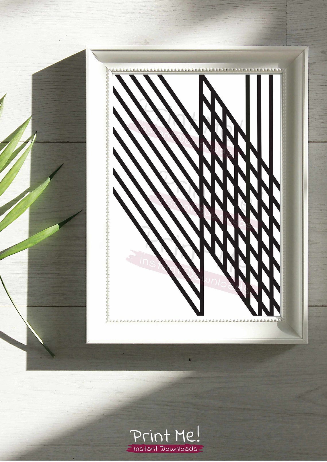 Geometric Line Wall Art Print for Modern Home Decorthis Black & White