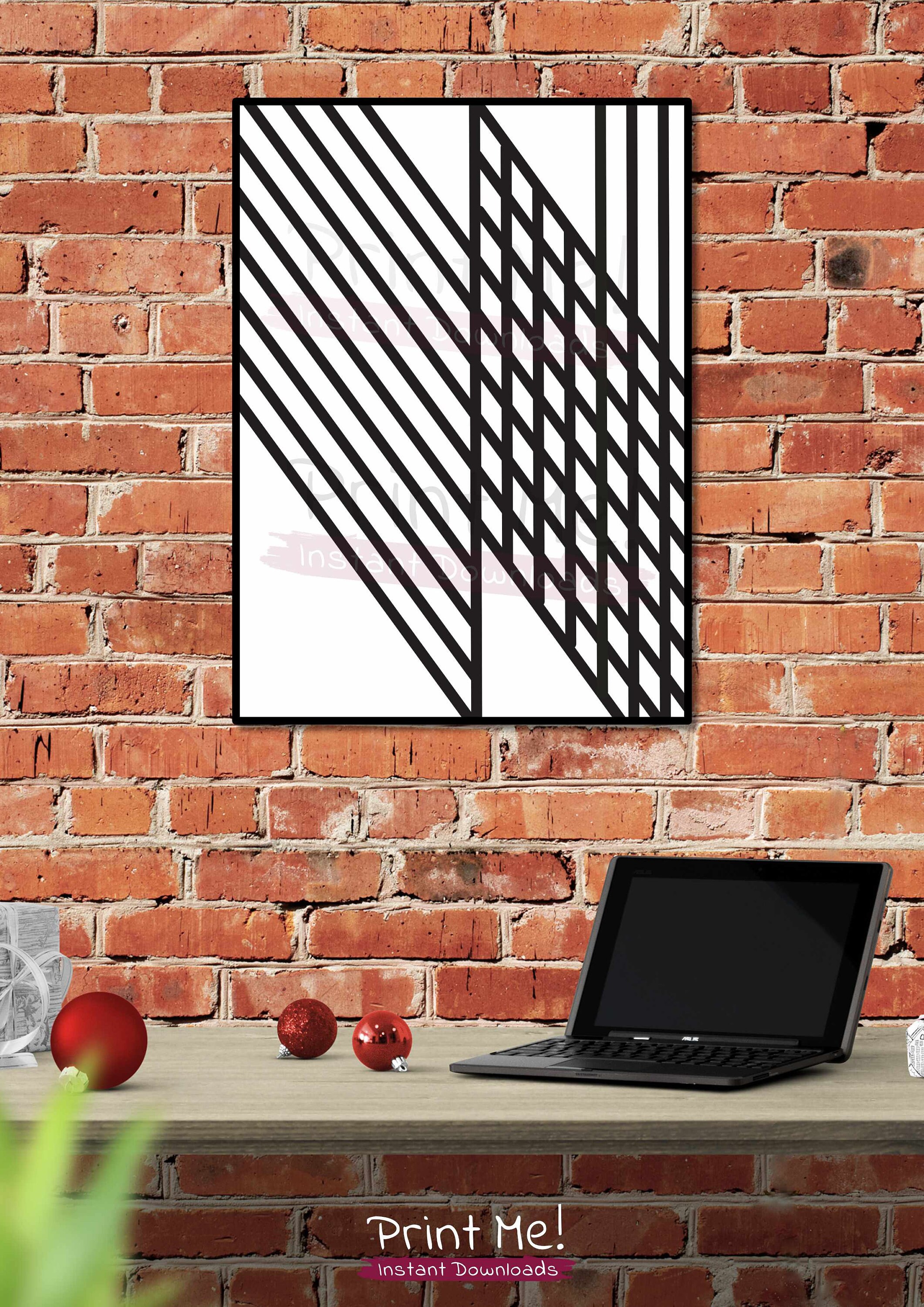 Geometric Line Wall Art Print for Modern Home Decorthis Black & White
