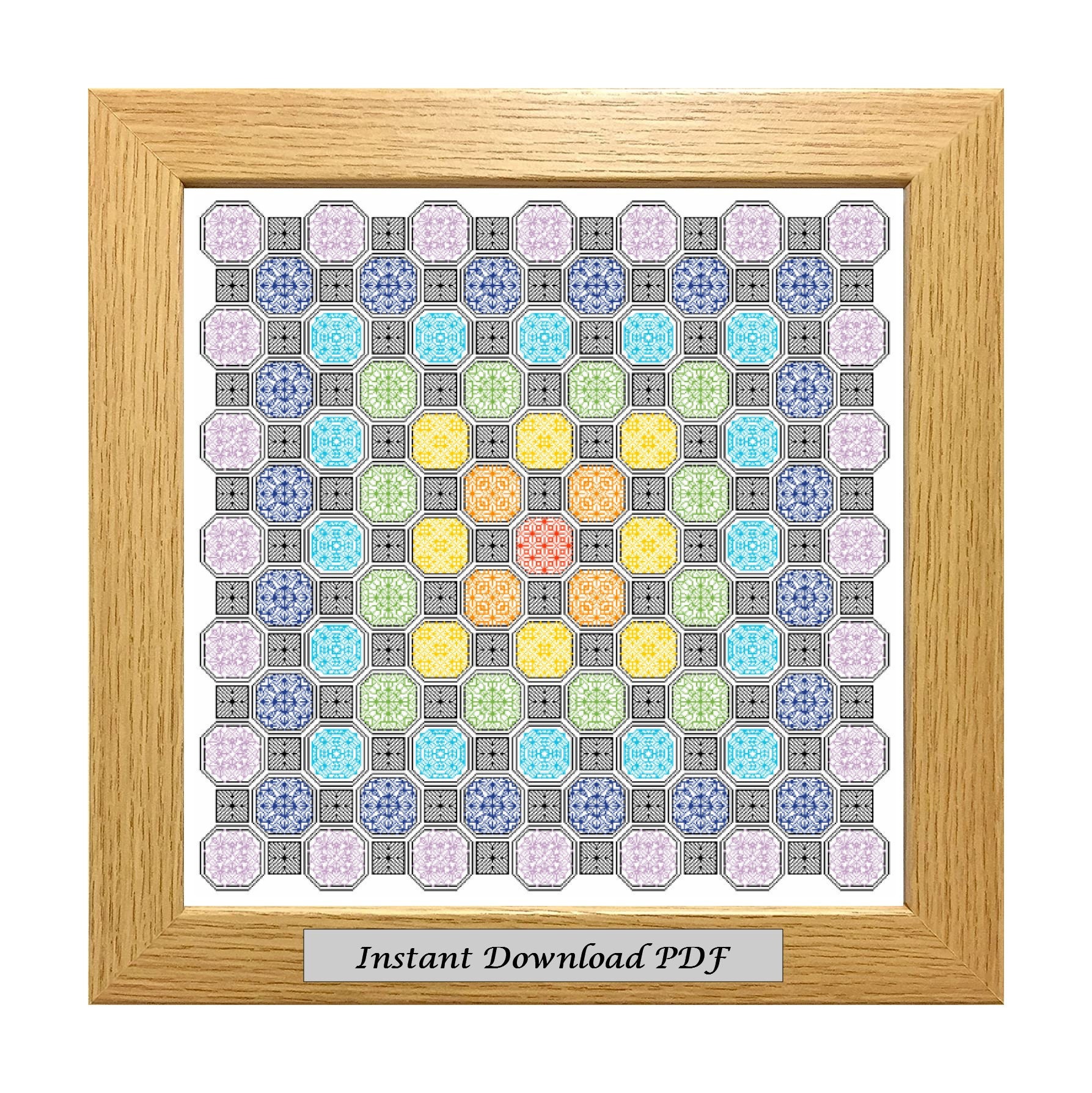 Blackwork Patchwork PDF Pattern, Cross Stitch Chart, Instant Printable ...