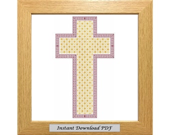 Patrón Blackwork Cross PDF, Gráfico de punto de cruz, Descarga instantánea imprimible, Bordado, Blackwork moderno, CrossStitchByDonna