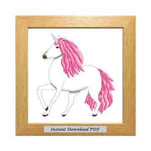 Einhorn PDF Kreuzstichvorlage, Muster, sofort druckbare Download, einfache Tabelle, Stickerei, modern, gezählt, CrossStitchByDonna