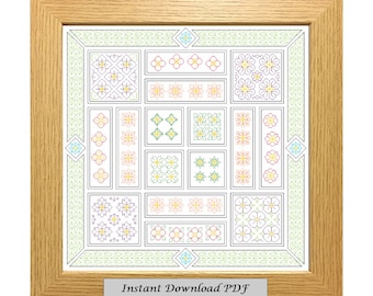 Padrão floral Blackwork PDF, gráfico de ponto cruz, download instantâneo para impressão, bordado, Blackwork moderno, CrossStitchByDonna