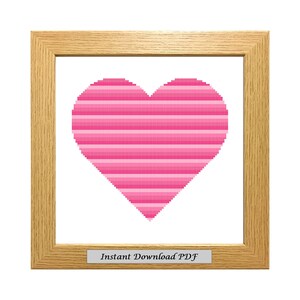 Pink Heart PDF Cross Stitch Chart, Pattern, Instant Printable Download, Easy Chart, Embroidery, Modern, Counted, CrossStitchByDonna