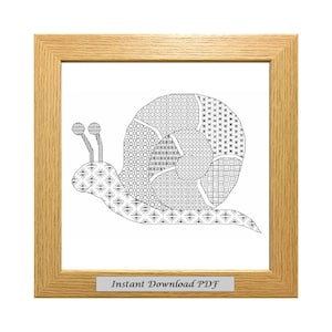 Blackwork Snail PDF Pattern, Cross Stitch Chart, Instant Printable Download, Easy Chart, Embroidery, Modern Blackwork, CrossStitchByDonna