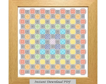 Padrão Blackwork Patchwork PDF, gráfico de ponto cruz, download instantâneo para impressão, bordado, Blackwork moderno, CrossStitchByDonna