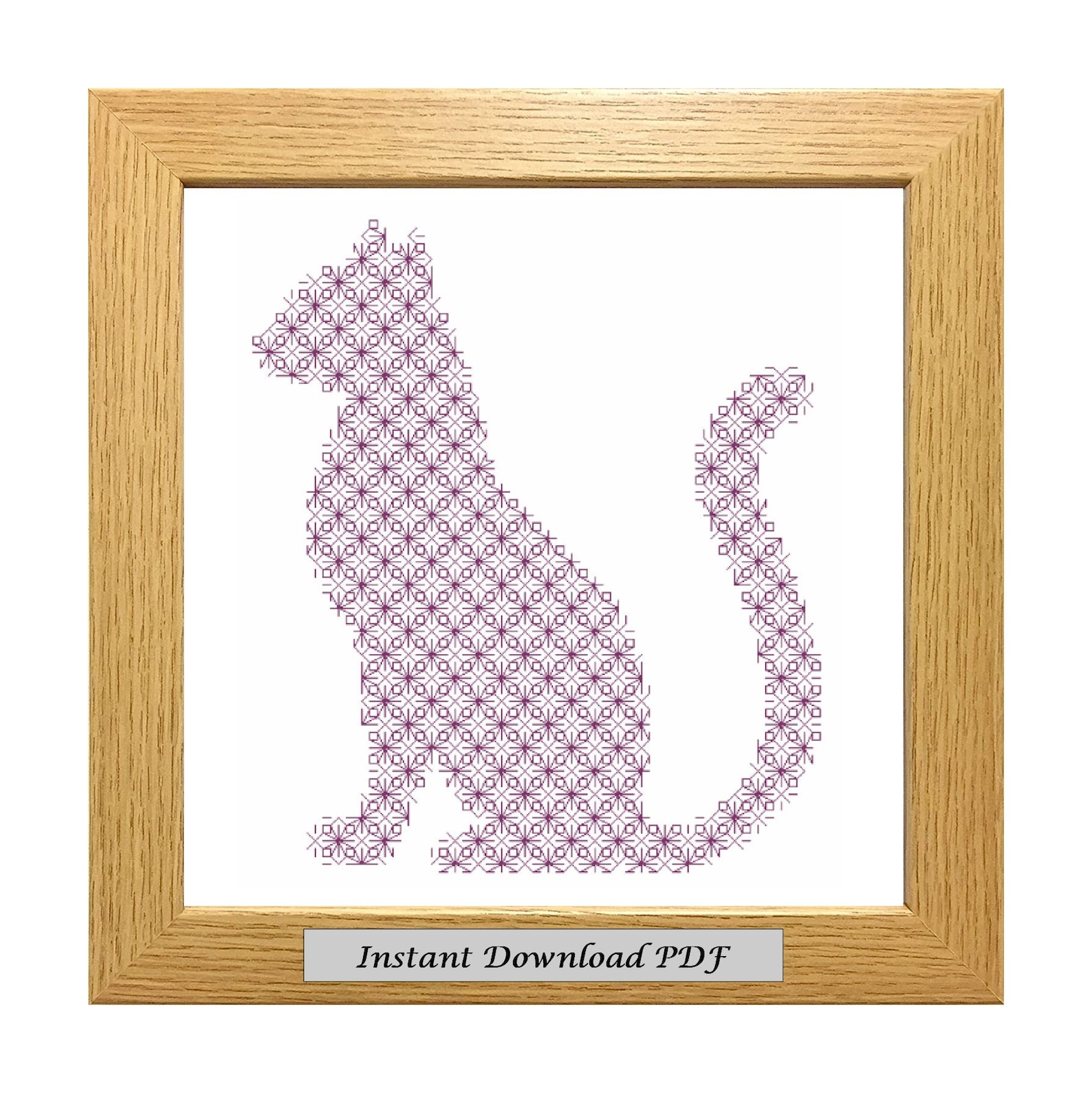 Blackwork Cat PDF Pattern, Cross Stitch Chart, Instant Printable ...