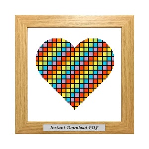 Rainbow Heart PDF Cross Stitch Chart, Pattern, Instant Printable Download, Easy Chart, Embroidery, Modern, Counted, CrossStitchByDonna