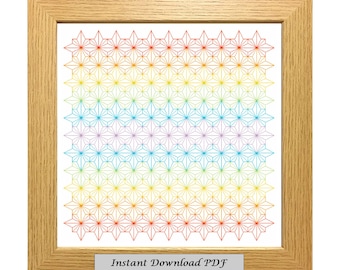 Rainbow Blackwork PDF Pattern, Cross Stitch Chart, Instant Printable Download, Easy Chart, Embroidery, Modern Blackwork, CrossStitchByDonna