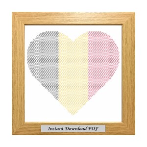 Belgium Heart Blackwork PDF, Pattern, Cross Stitch Chart, Instant Printable Download, Easy, Embroidery,Modern Blackwork, CrossStitchByDonna