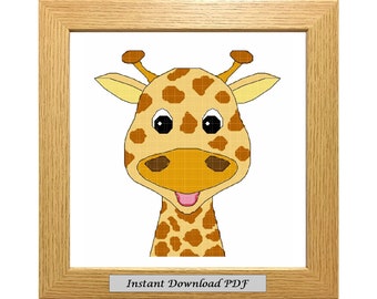 Georgia Giraffe PDF Kreuzstichvorlage, Muster, sofort druckbarer Download, Mittelstufe, Stickerei, modern, gezählt, CrossStitchByDonna