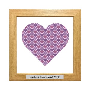 Purple Heart PDF Cross Stitch Chart, Pattern, Instant Printable Download, Easy Chart, Embroidery, Modern, Counted, CrossStitchByDonna