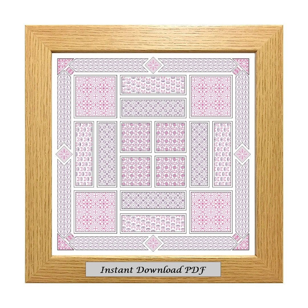 Blackwork Patchwork PDF Pattern, Cross Stitch Chart, Instant Printable ...