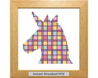 Rainbow Unicorn PDF Cross Stitch Chart, Padrão, Download instantâneo para impressão, Gráfico fácil, Bordado, Moderno, Contado, CrossStitchByDonna