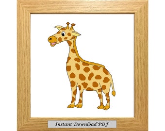 George Giraffe PDF Kreuzstichvorlage, Muster, sofort druckbarer Download, Mittelstufe, Stickerei, modern, gezählt, CrossStitchByDonna