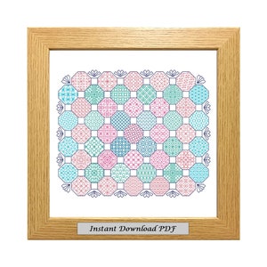 Blackwork Patchwork PDF Pattern, Cross Stitch Chart, Instant Printable Download, Embroidery, Modern Blackwork, CrossStitchByDonna