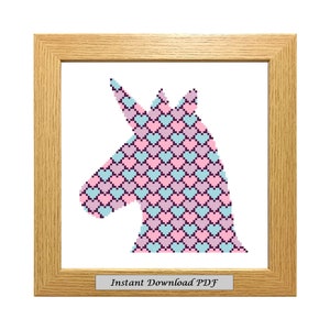 Unicorn PDF Cross Stitch Chart, Pattern, Instant Printable Download, Easy Chart, Embroidery, Modern, Counted,  CrossStitchByDonna