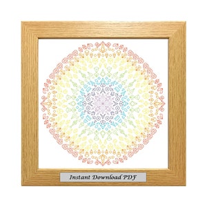 Rainbow Mandala Blackwork PDF Pattern, Cross Stitch Chart, Instant Printable Download, Embroidery, Modern Blackwork, CrossStitchByDonna