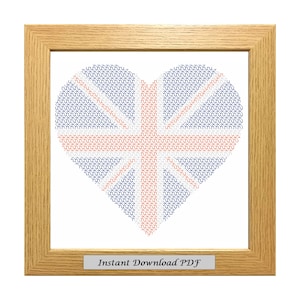 UK Heart Blackwork PDF, Pattern, Cross Stitch Chart, Instant Printable Download, Easy Chart, Embroidery,Modern Blackwork, CrossStitchByDonna