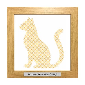 Blackwork Cat PDF Pattern, Cross Stitch Chart, Instant Printable Download, Easy Chart, Embroidery, Modern Blackwork, CrossStitchByDonna