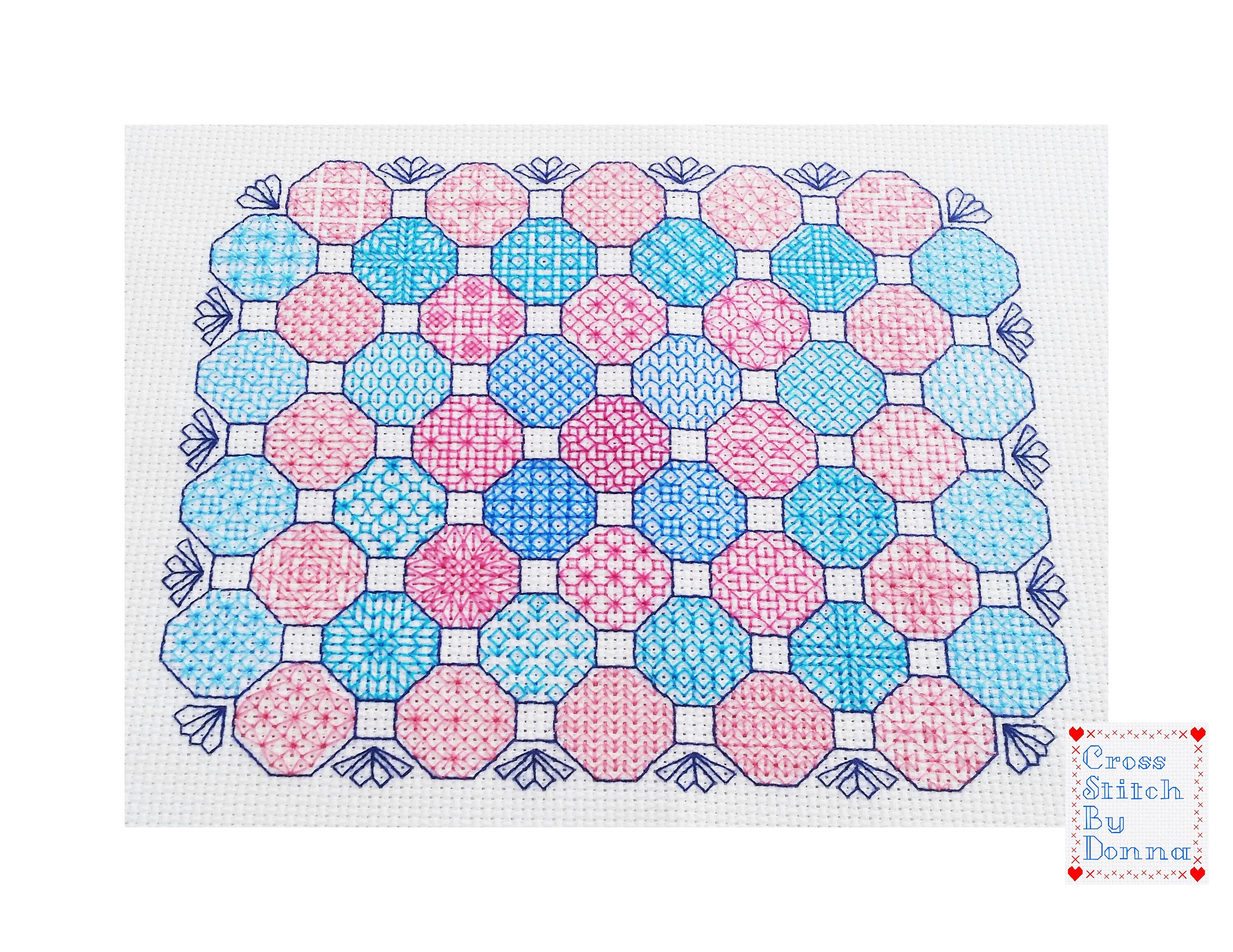 Blackwork Patchwork PDF Pattern, Cross Stitch Chart, Instant Printable ...