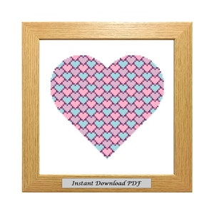 Heart PDF Cross Stitch Chart, Pattern, Instant Printable Download, Easy Chart, Embroidery, Modern, Counted, CrossStitchByDonna