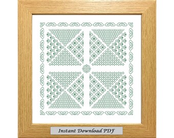 Padrão Blackwork Patchwork PDF, gráfico de ponto cruz, download instantâneo para impressão, bordado, Blackwork moderno, CrossStitchByDonna