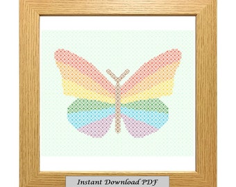 Blackwork Butterfly PDF Pattern, Cross Stitch Chart, Instant Printable Download, Easy Chart,Embroidery, Modern Blackwork, CrossStitchByDonna