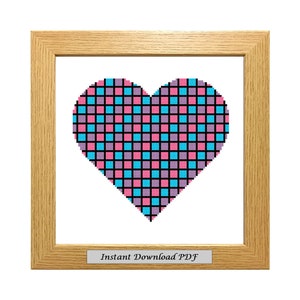 Heart PDF Cross Stitch Chart, Pattern, Instant Printable Download, Easy Chart, Embroidery, Modern, Counted, CrossStitchByDonna