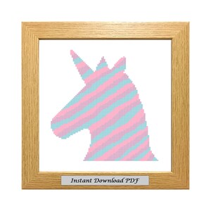 Unicorn PDF Cross Stitch Chart, Pattern, Instant Printable Download, Easy Chart, Embroidery, Modern, Counted,  CrossStitchByDonna