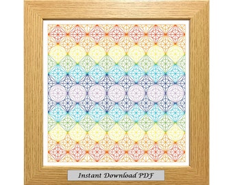 Rainbow Blackwork PDF Pattern, Cross Stitch Chart, Instant Printable Download, Easy Chart, Embroidery, Modern Blackwork, CrossStitchByDonna
