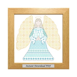 Blackwork Angel PDF Pattern, Cross Stitch Chart, Instant Printable Download, Embroidery, Modern Blackwork, CrossStitchByDonna