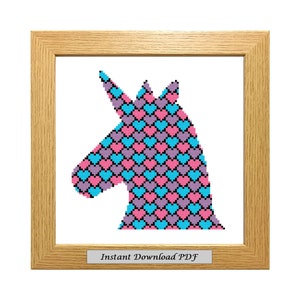 Unicorn PDF Cross Stitch Chart, Pattern, Instant Printable Download, Easy Chart, Embroidery, Modern, Counted,  CrossStitchByDonna