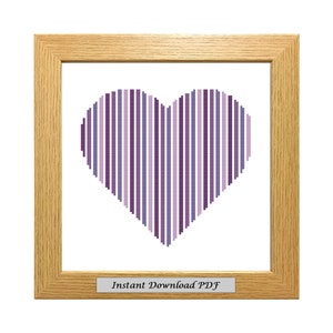 Purple PDF Cross Stitch Chart, Pattern, Instant Printable Download, Easy Chart, Embroidery, Modern, Counted, CrossStitchByDonna