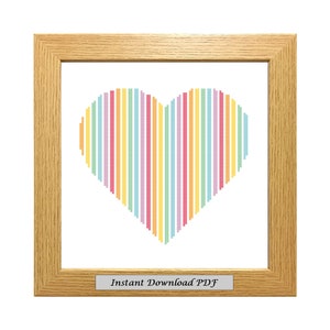 Rainbow Heart PDF Cross Stitch Chart, Pattern, Instant Printable Download, Easy Chart, Embroidery, Modern, Counted, CrossStitchByDonna