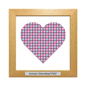 Heart PDF Cross Stitch Chart, Pattern, Instant Printable Download, Easy Chart, Embroidery, Modern, Counted, CrossStitchByDonna