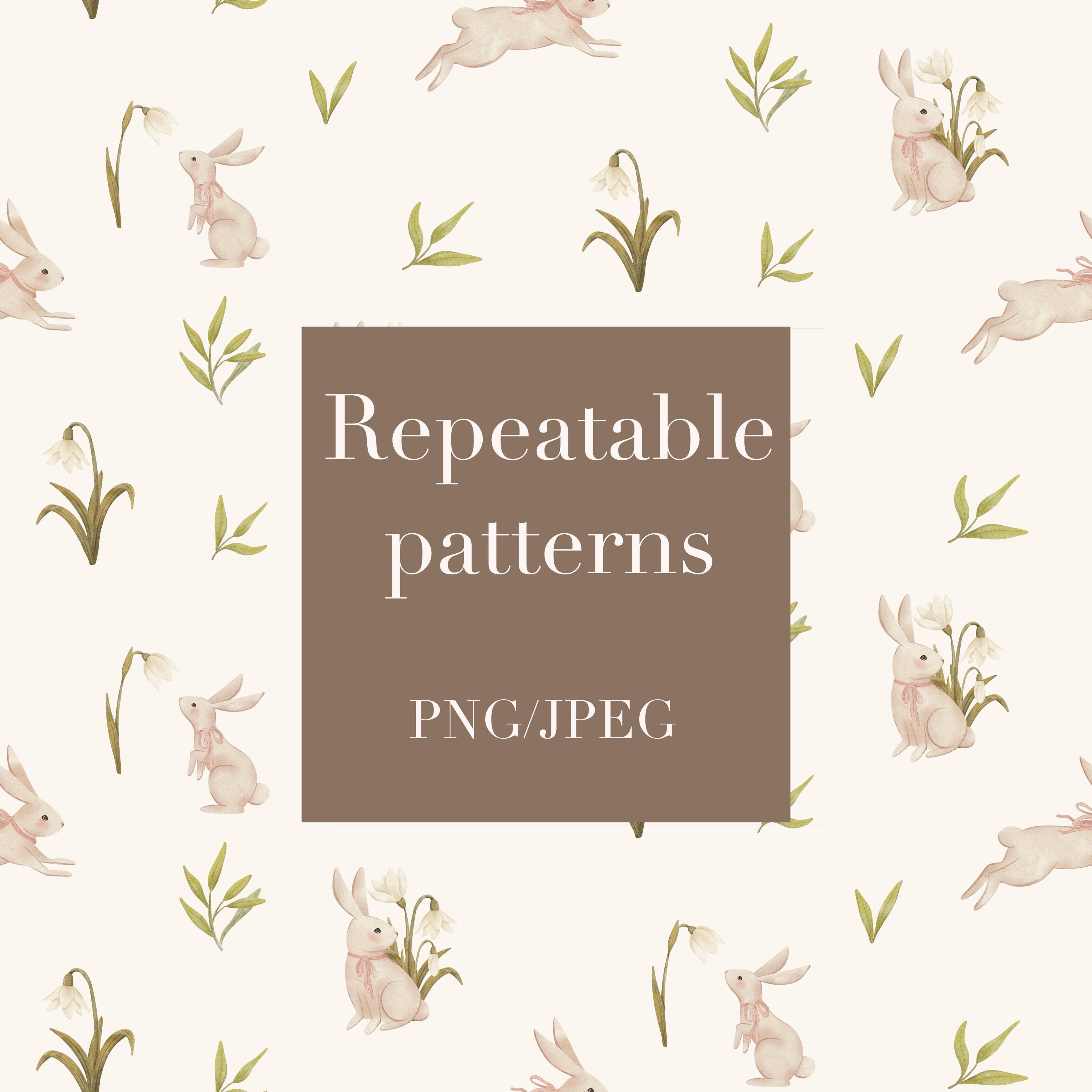 Cute Watercolor Bunny Clip Art Nursery Design + Seamless Patterns - Etsy