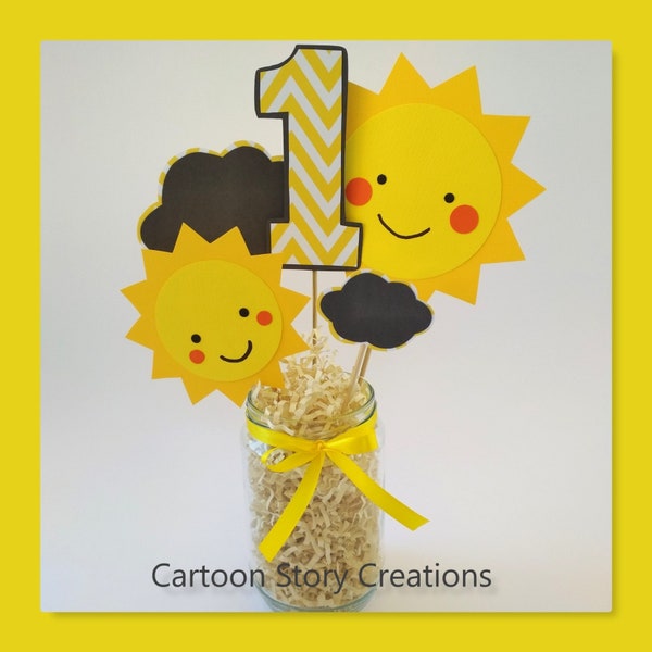 Sunshine party center piece, Sunshine birthday party center piece, You are my sunshine party center piece, Sunshine party supplies