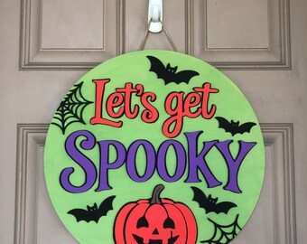 Let's Get Spooky, Halloween Door Hanger, Wood Sign, Enter If You Dare, Fall Decor, Outdoor Decor, Front Porch Decor, Welcome Sign