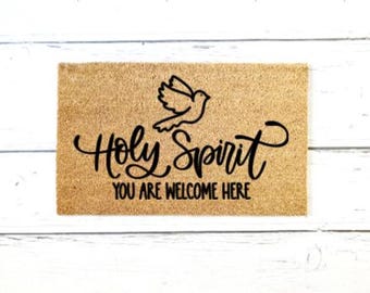 Holy Spirit Doormat, Faith Decor, Religious Decor, Welcome Mat, Outdoor Rug