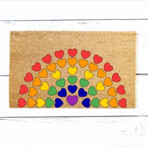 Pride Doormat, Cute Pride Doormat, Pride Month Gift, Gay Doormat, Outdoor Rug, Gift For Gays, Rainbow Pride Decor