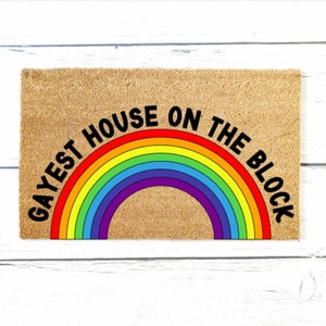 Pride Doormat, LGBTQ Doormat, Pride Decor, Outdoor Rug, LGBTQ Gift, Rainbow Doormat, Gay Pride Doormat, Funny Pride Doormat